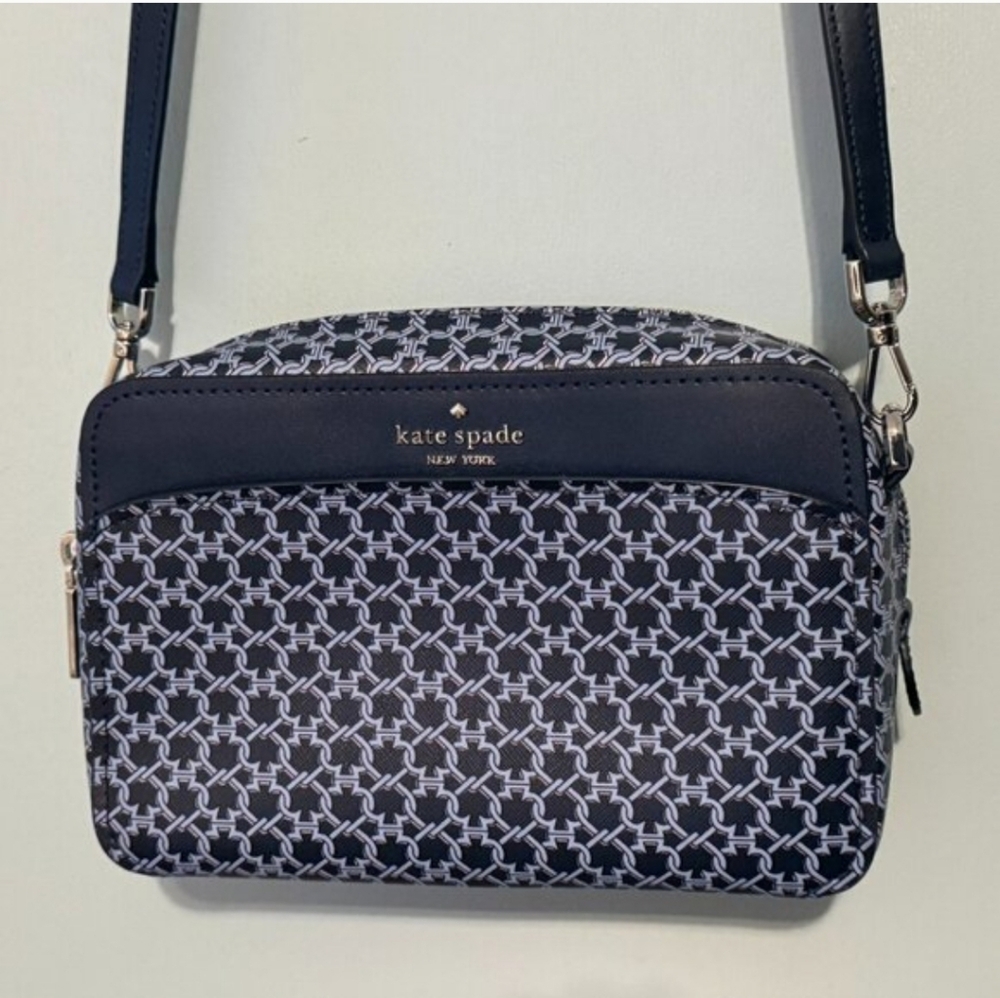 kate spade Navy and White Geo Pattern Crossbody